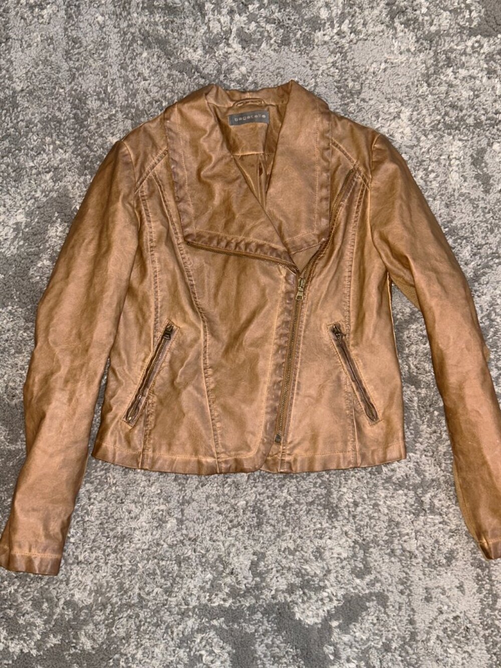 Bagatelle Tan Pleather Jacket Womens Size Small